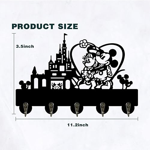 Miniatura 2 de BOVIZIPY Mick Shape - Soporte para llaves de ratón, soporte para correa de perro con 5 ganchos decorativos para pared, regalos de inauguración de