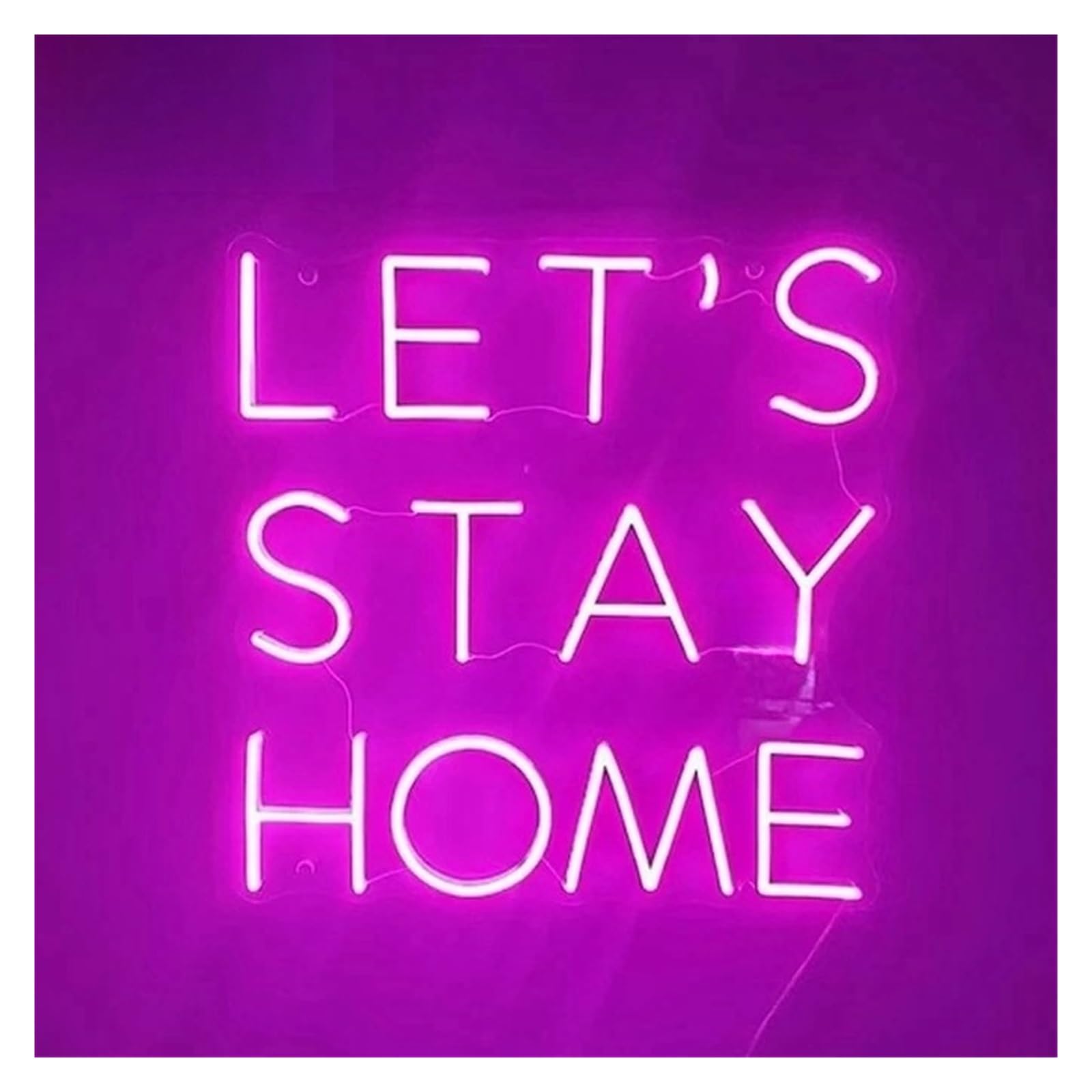 Lemst One Color Signs Lamp Let's Stay Home Neon Sign Light Dimmable Usb Powered For Room Bar Bedroom Store Wedding Home Wall Decor 40Cmx40cm