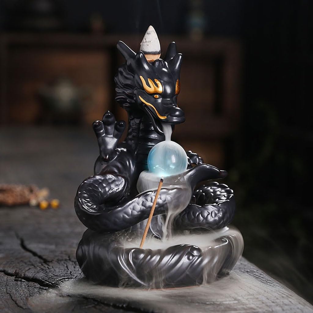 Porta Incienso Quemador de Incienso de reflujo de cerámica de dragón Chino, Adornos creativos, artesanías Ornamentales, Quemador de Incienso, Sala de meditación Quemador De Incienso De Reflujo