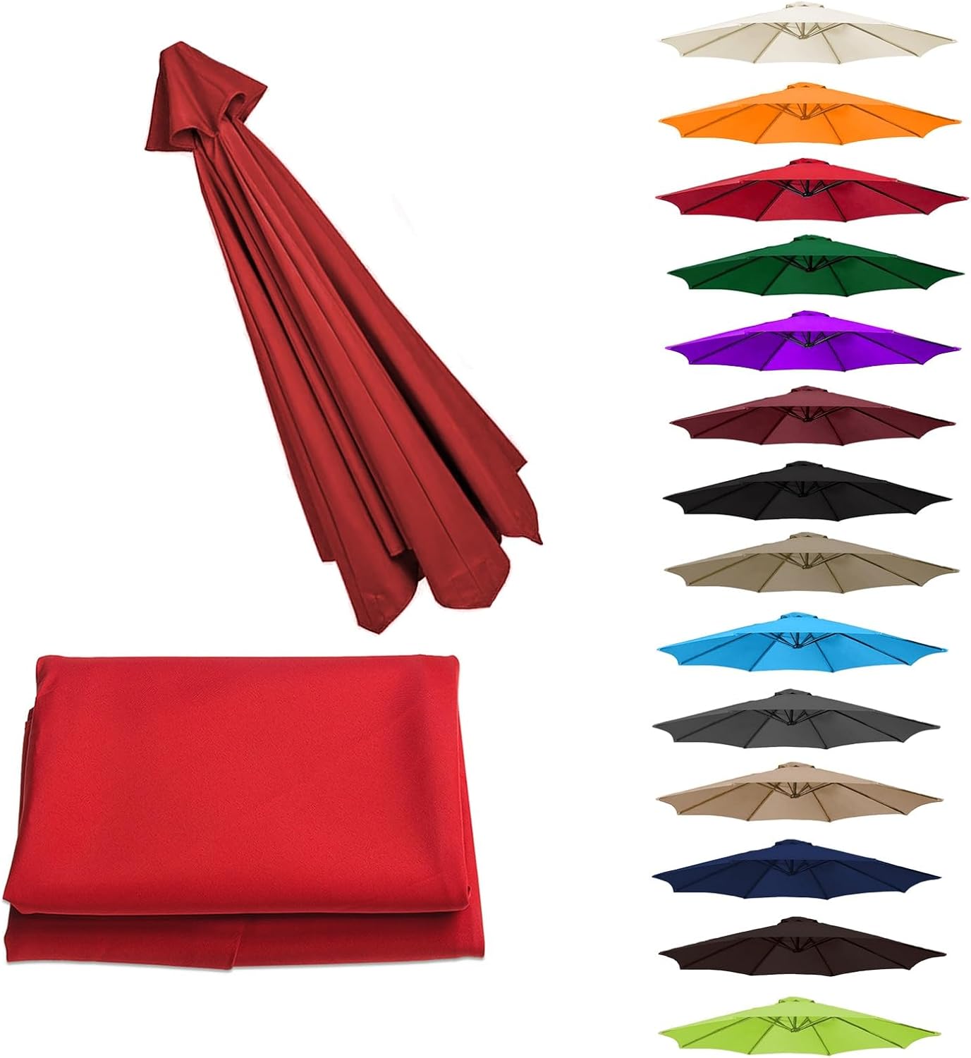 Umbrella Replacement Canopy Sun Umbrella Replacement Top Cover 2/2.5/2.7/3.0m(6/8 Arms) Replacement Parasol Fabric Cover UV Protective for Outdoor Sun Shade Umbrella(Grass gree