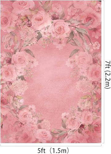 Miniatura 2 de Kate Fondo de textura floral abstracta de 5x7ft1.5x2.2m Rosas rosas para retrato de boda, fondo de estudio fotográfico