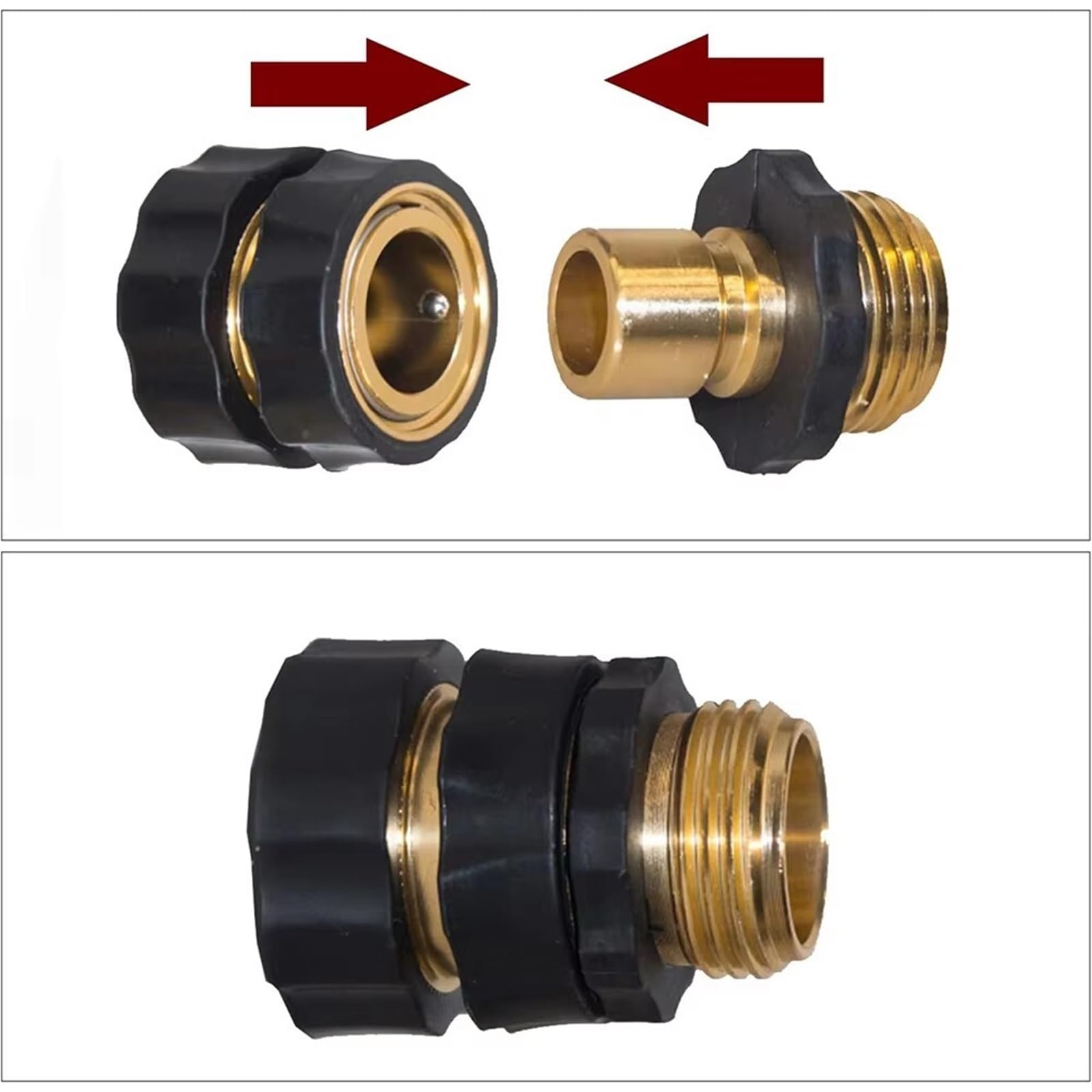 Conector rápido for Manguera de jardín, Conector Macho y Hembra 3/4 Pulgada(4 Set)