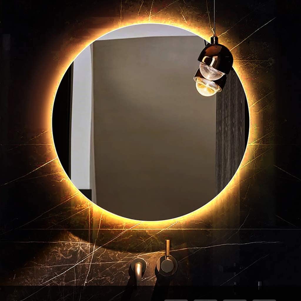 Miroir salle de bain LED rond 50 cm rétroéclairé et miroir Vity suspendu