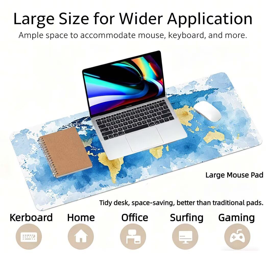 Lpfieonn Rosa Großes Schreibtischunterlage, XXL Schreibtischunterlagen, Blau XXL Wasserdicht Gaming Mousepad mit Vernähter Rand und Rutschfeste Gummibasis, für Laptop/Hause/Büro 120x60cm PF-2529