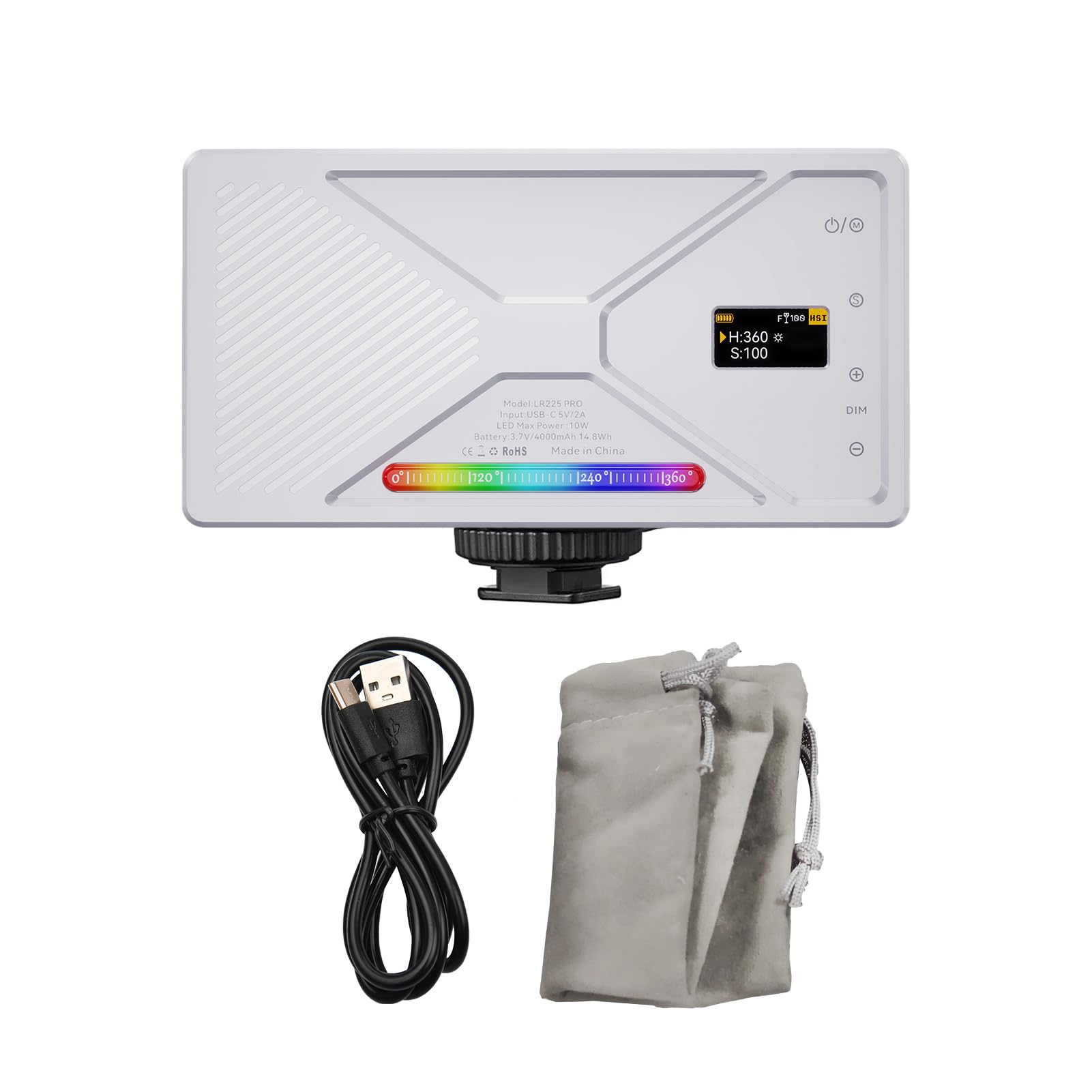 Andoer RGB LED Videoleuchte, Kamera Videolicht 2500K-9900K Dimmbare 24 Szeneffekte Videokonferenzleuchte mit Kaltem Schuhhalter für DSLR-Kamera, Eingebaute Batterie
