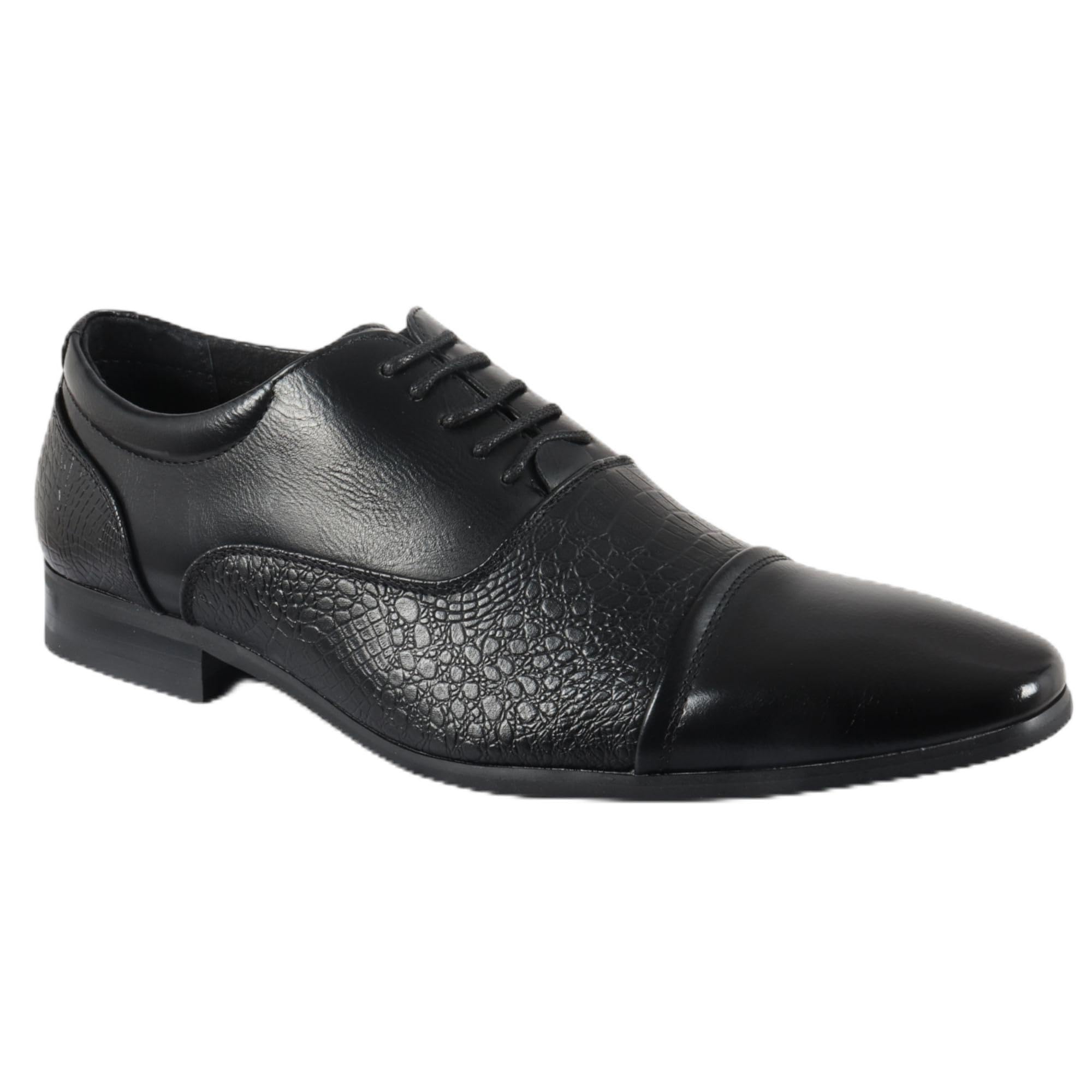Scarpe Eleganti Stringate Classiche Brogue da Uomo Dolcetto, Colore Nero.