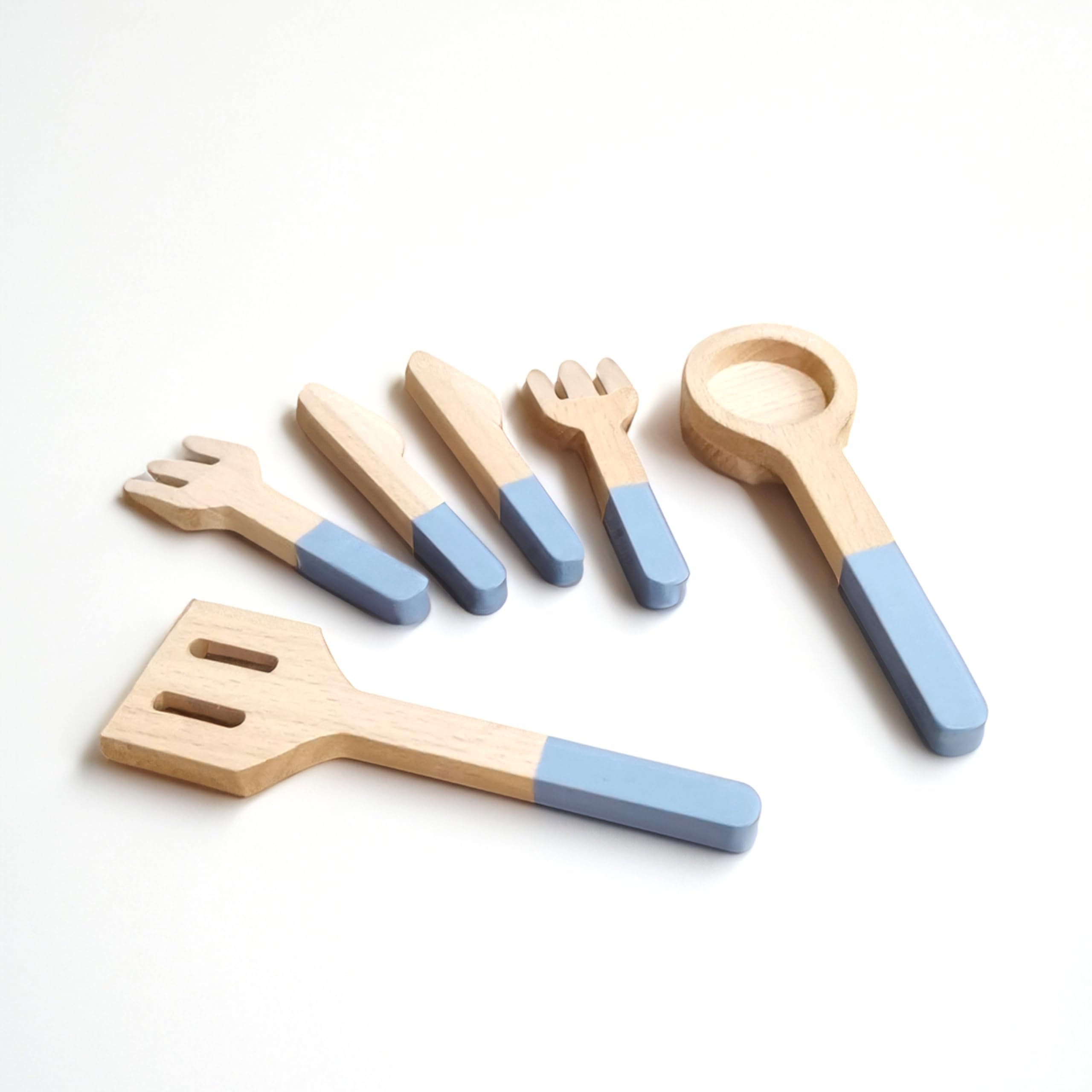 BEACENOV Wooden Kitchen Toys for Toddler,Kids Play Kitchen Accessories,Montessori Pretend Play Toys,Toddler Kitchen Cooking Utensils Toys for Girls,Wooden Cooking Toys Pots and Pans (Blue Cooking Set) - Image 3