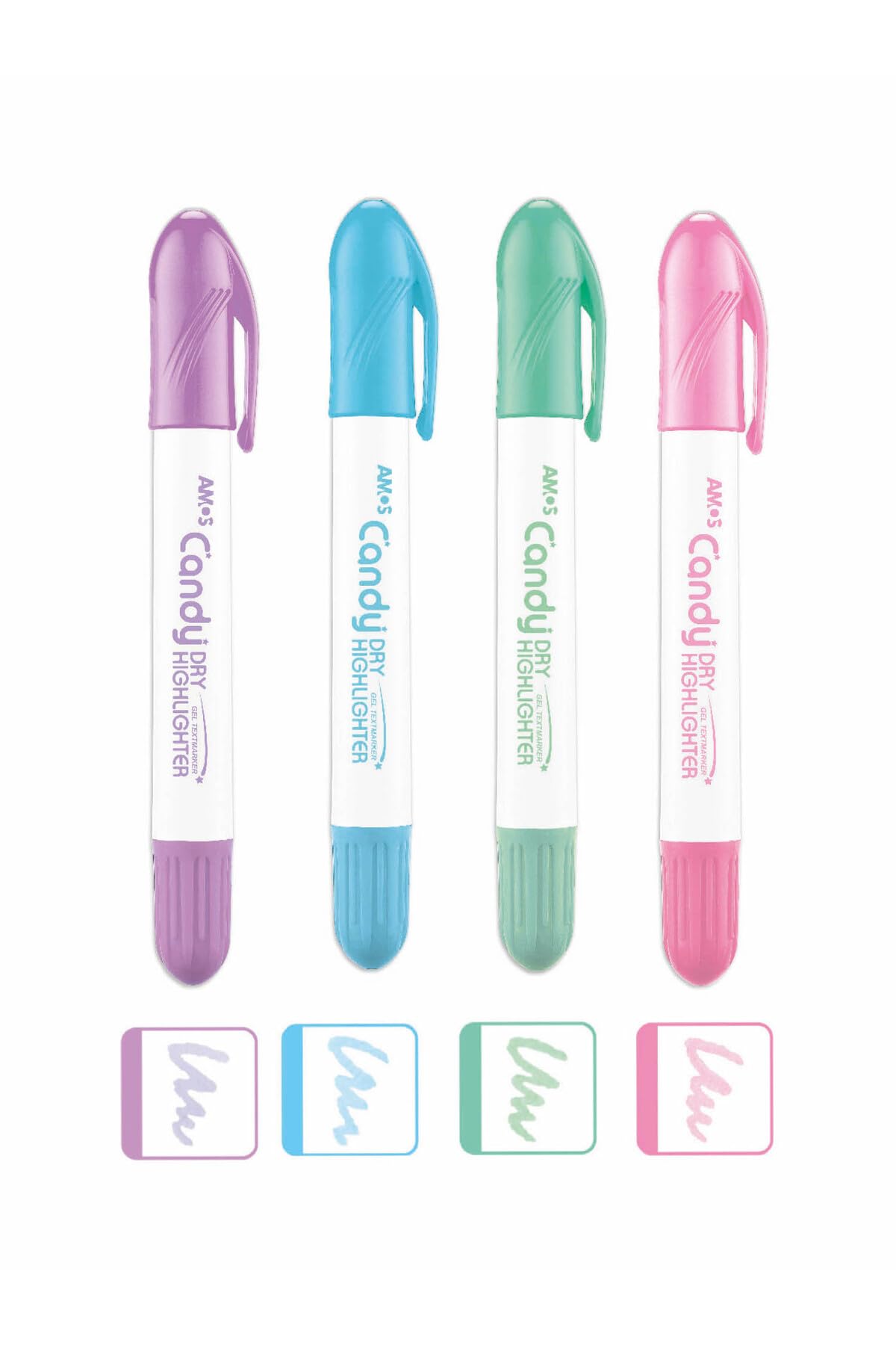 Amos Dry Highlighter-4 Colours Blister-Made In Korea (Candy|Pastel Colours),Multi-coloured 4