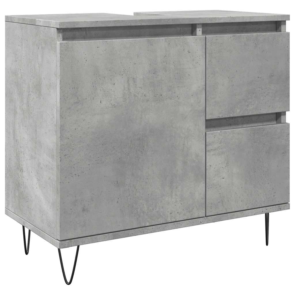 Meuble sous lavabo Gris béton 65 x 33 x 60 cm Matériau bois