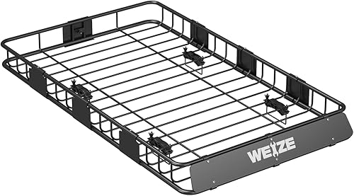 WEIZE Portaequipajes de techo resistente de 64 x 39 pulgadas, capacidad de 150 libras, con extensión, soporte de equipaje superior para SUV,