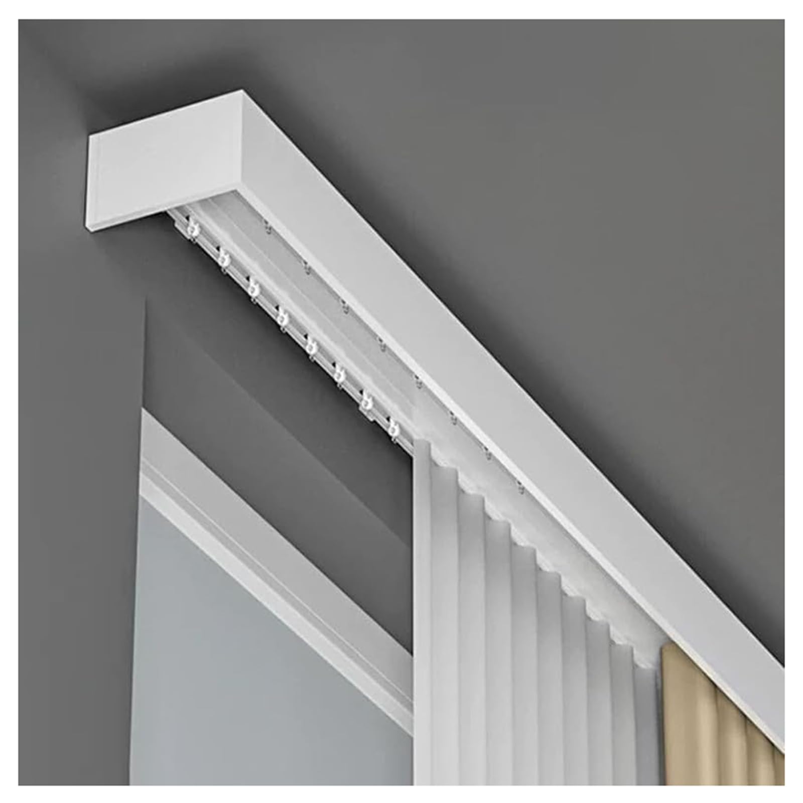 Générique Système de Tringle à Rideaux, Caisson à Rideaux Double avec Rail - Rail Coulissant en Aluminium pour Cadre de cantonnière 4 en 1, Alternative Moderne aux tringl