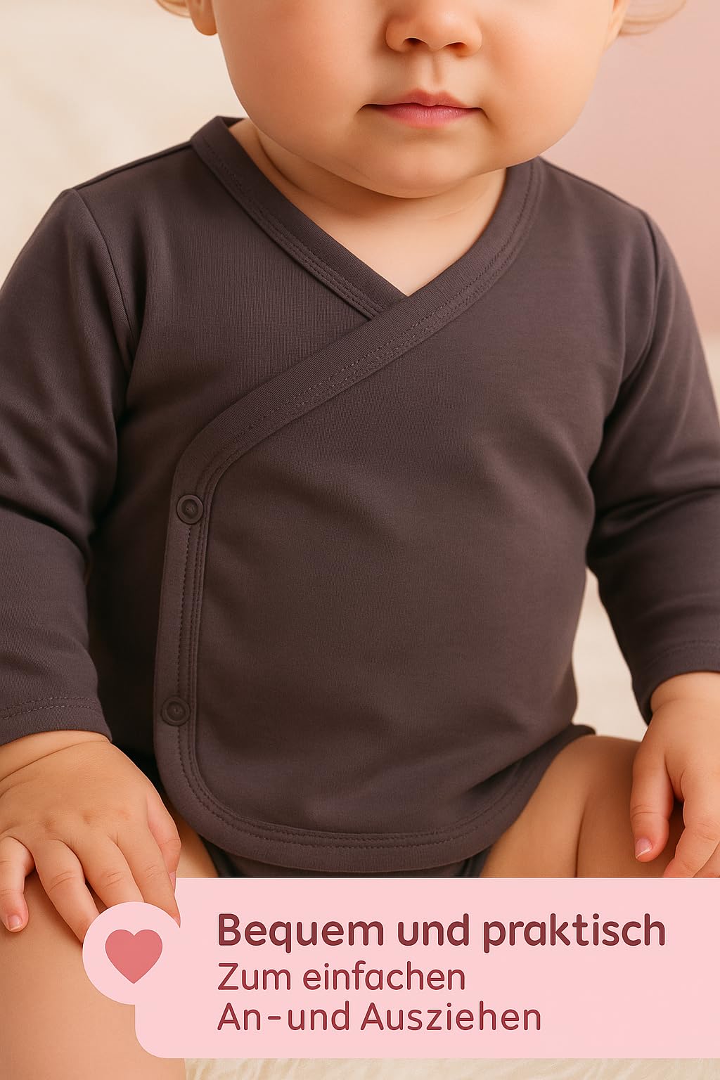 LOREZA® Lot de 5 Chemises Cache-cœur à Manches Longues pour Fille – 100% Coton – Gilet bébé