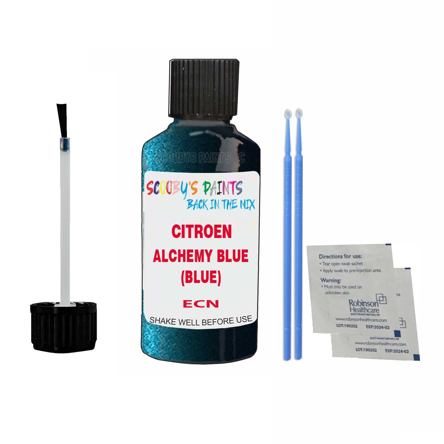 Scoobys Paints Back In The Mix Alchemy Blue (Blue) Touch Up Paint For Citroen C4 Ecn 2020-2021 30Ml Bottle Brush Scratch Stone Chip Repair Pen