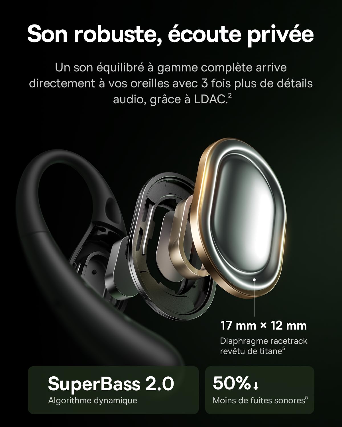 Baseus Eli Sport2 Écouteurs Intra-Auriculaires Ouverts pour Le Sport avec Courbe S Confortable, Lecture 45H, SuperBass 2.0, IPX7, Bluetooth 6.0, 4 Micro KI clairs, écouteurs de Sport pour Fitness et