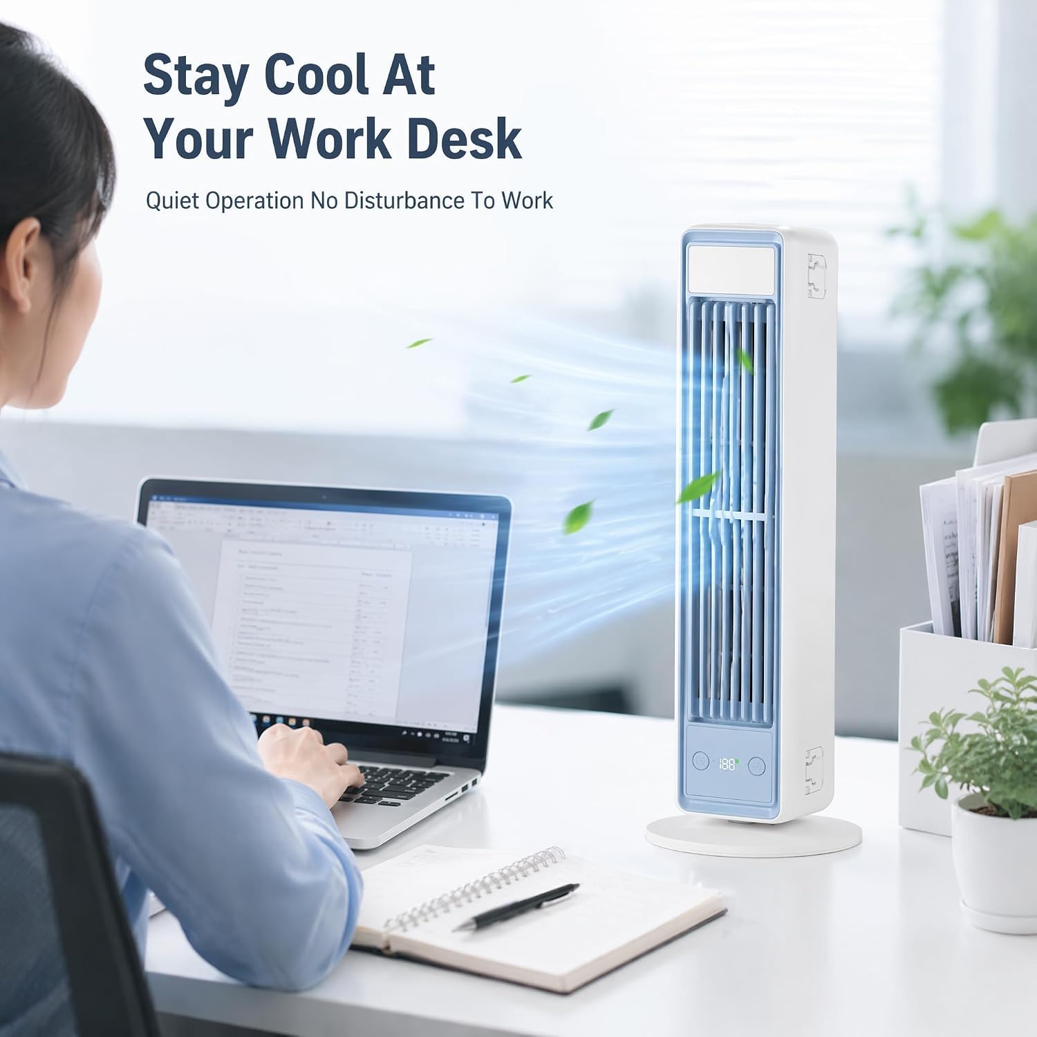 Aire acondicionado portátil, ventilador sin palas con 3 modos, climatizador silencioso de batería para casa, oficina y viaje ，Blanco - 1 pieza