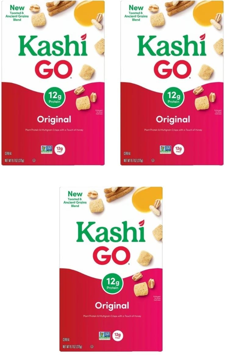 KashiGo - Cold Breakfast Cereal - Vegan Protein - Original - 9.7 Oz Box - Pack of 3