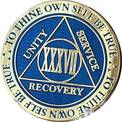 Chip AA bleu 37 ans RecoveryChip médaillon de nacre et d'or - 6