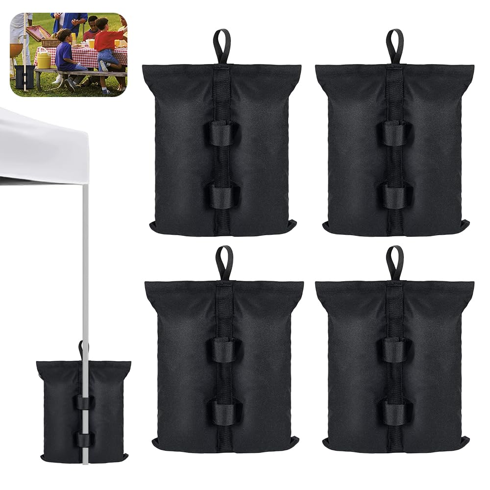 Pesi per Gazebo da Estern,4 Pezzi Sacchi Sabbia, Zavorre per Gazebo,Due Tasche, Pesi per Gazebo,Resistente ai raggi UV, Resistente a Vento Forte,Per Esterni, Ombrelloni da Tenda,Treppiedi