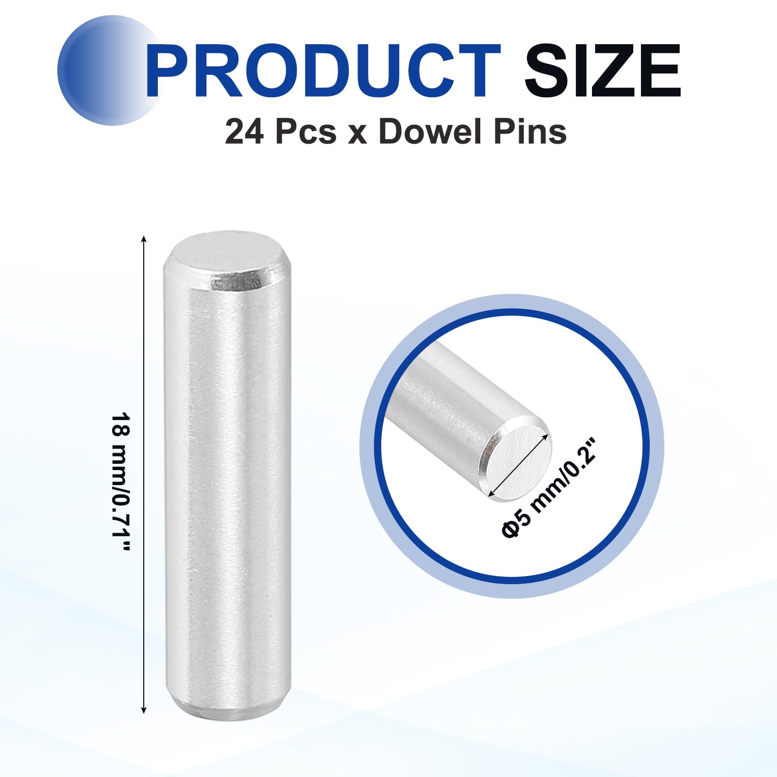QUARKZMAN 24 szt. Kołki 5x18mm Stal nierdzewna 316 do półek Maszyny Montaż mebli DIY srebrny