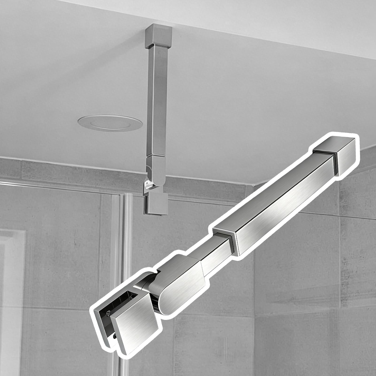 Barre paroi de douche anti-vibration et anti-balancement brossée