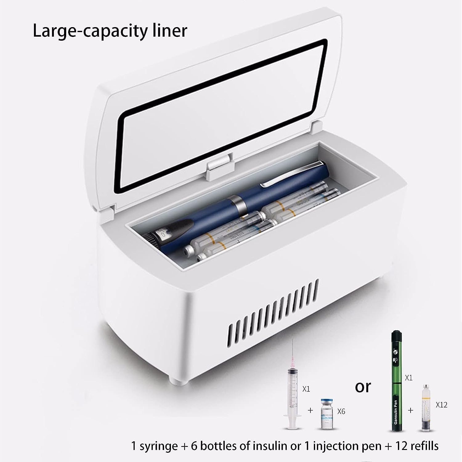 Genérico Caja refrigeradora portátil para insulina, contenedor refrigerado para medicamentos con sistema de alarma inteligente, mini refrigerador para coche para viajes.