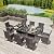 RTDTD 10 Pieces Patio Dining Set Outdoor Rattan Furniture Dinning Set with 2 Square Glass Tabletops 8 Chairs with Grey Cushions for Patio, Backyard Outdoor Kitchen Lawn & Garden