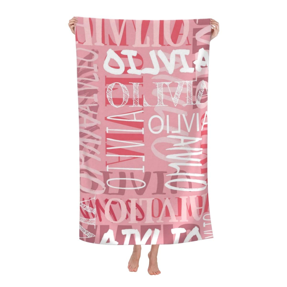 NGGBBDYGB Custom Beach Towels Monogram Name Oversized Cotton Swim Towel