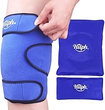 Hilph Poche de Glace Genou, Genouillère Thérapie Chaud/Froid Réutilisable - Enveloppement Total du Genou pour Chirurgie (Remplacement), Soulagement Douleur, Gonflement, Entorses - Bleu