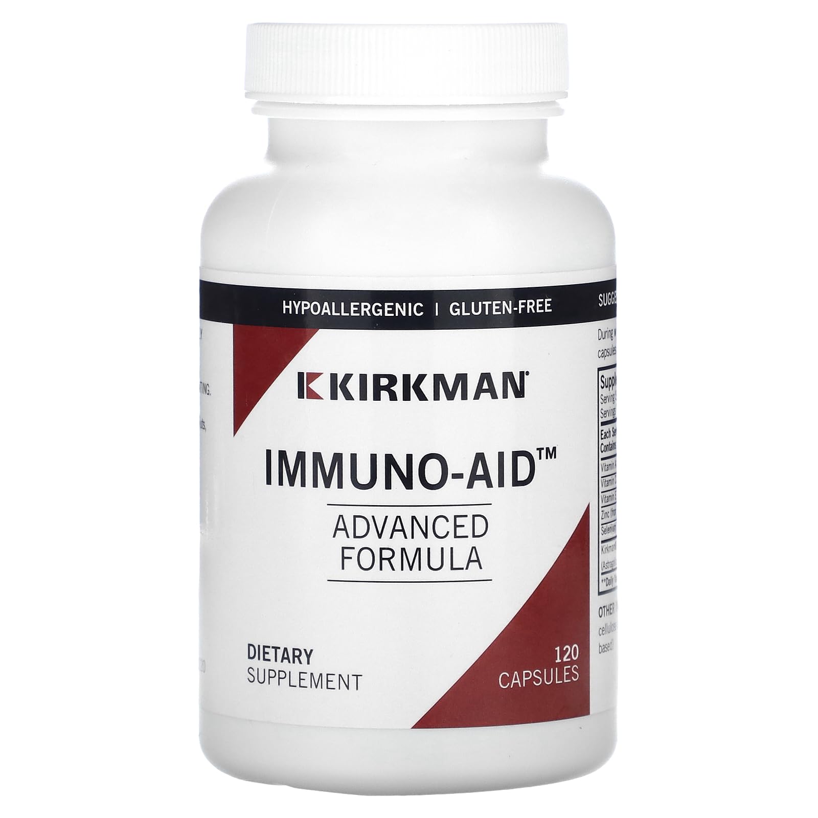 Kirkman - Immuno-Aid Advanced Formula - 120 Capsules - Immune Support - Potent Proprietary Blend - Hypoallergenic