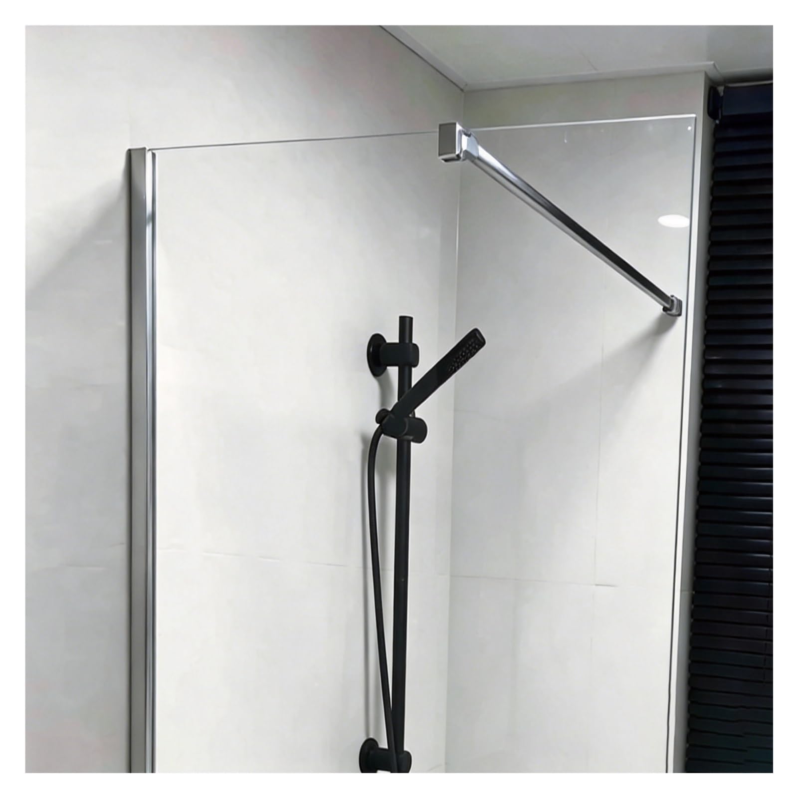 CHZDPP Glass Door Support Rod for Shower Screen, Stops Wobbling Wall-to-Glass Brace with Square Clamp, Shower Support Bar Arm for Bathroom/Hotel/Fish Tank(Silver,35.4 in/90 cm)