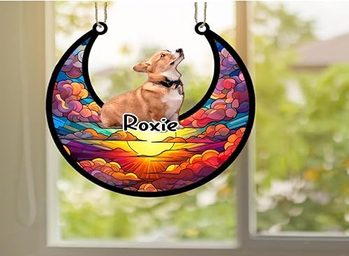 Vista 329 de LOVELYPOD Adorno de Navidad personalizado de perro pastor alemán, atrapasoles conmemorativo, adorno de Navidad de pastor alemán con nombre, pérdida