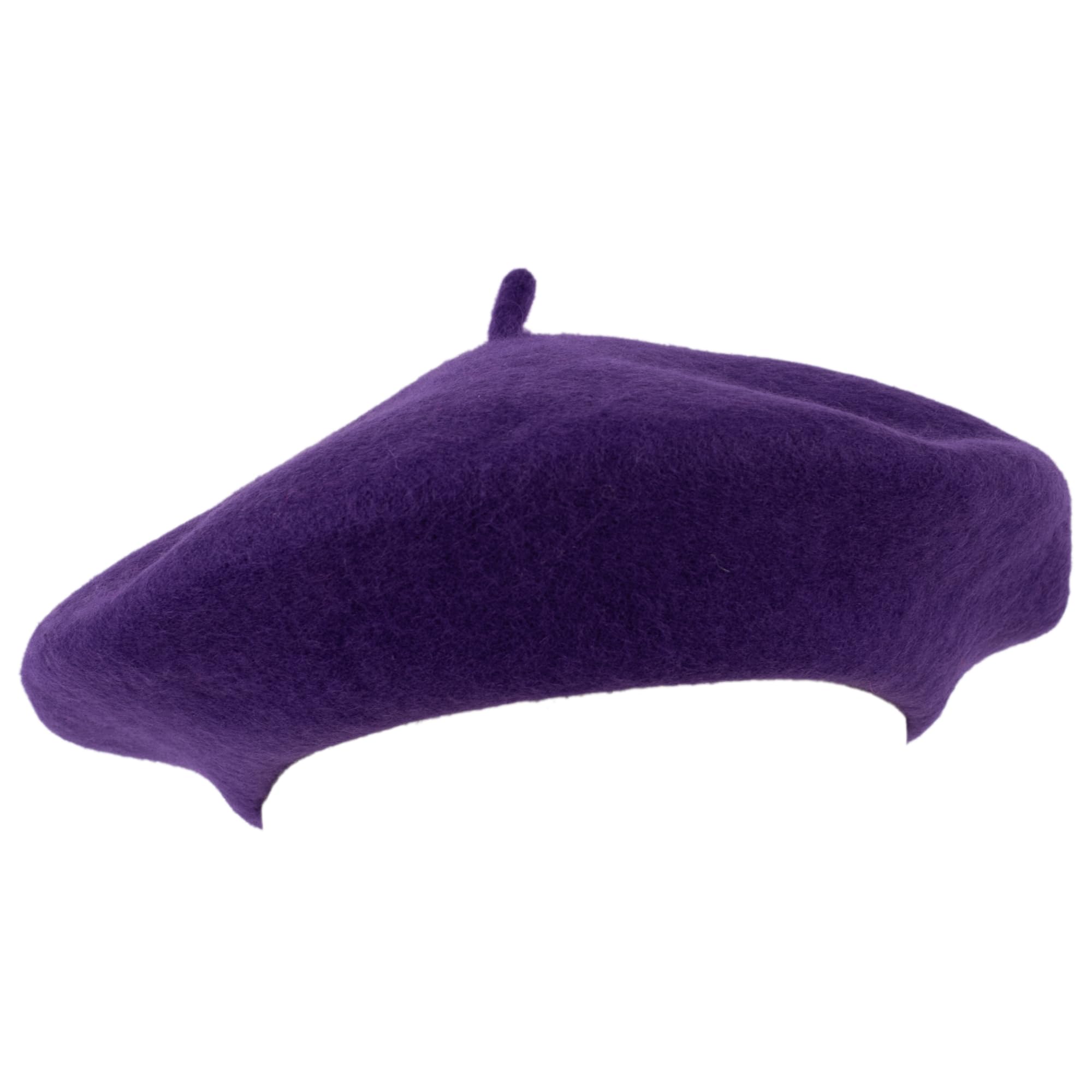 ZAKIRA Wool French Beret for Men and Women in Plain Colours (Purple)