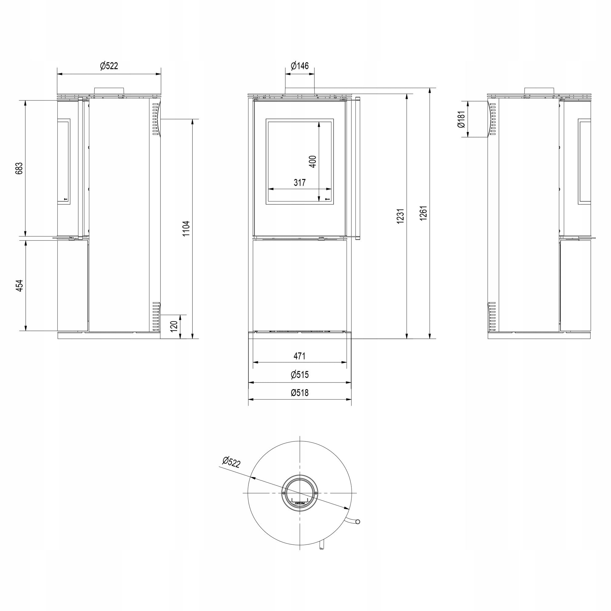 KRATKI Stufa a legna in acciaio SVEN 7 kW Ø150 A Ecodesign alta efficienza