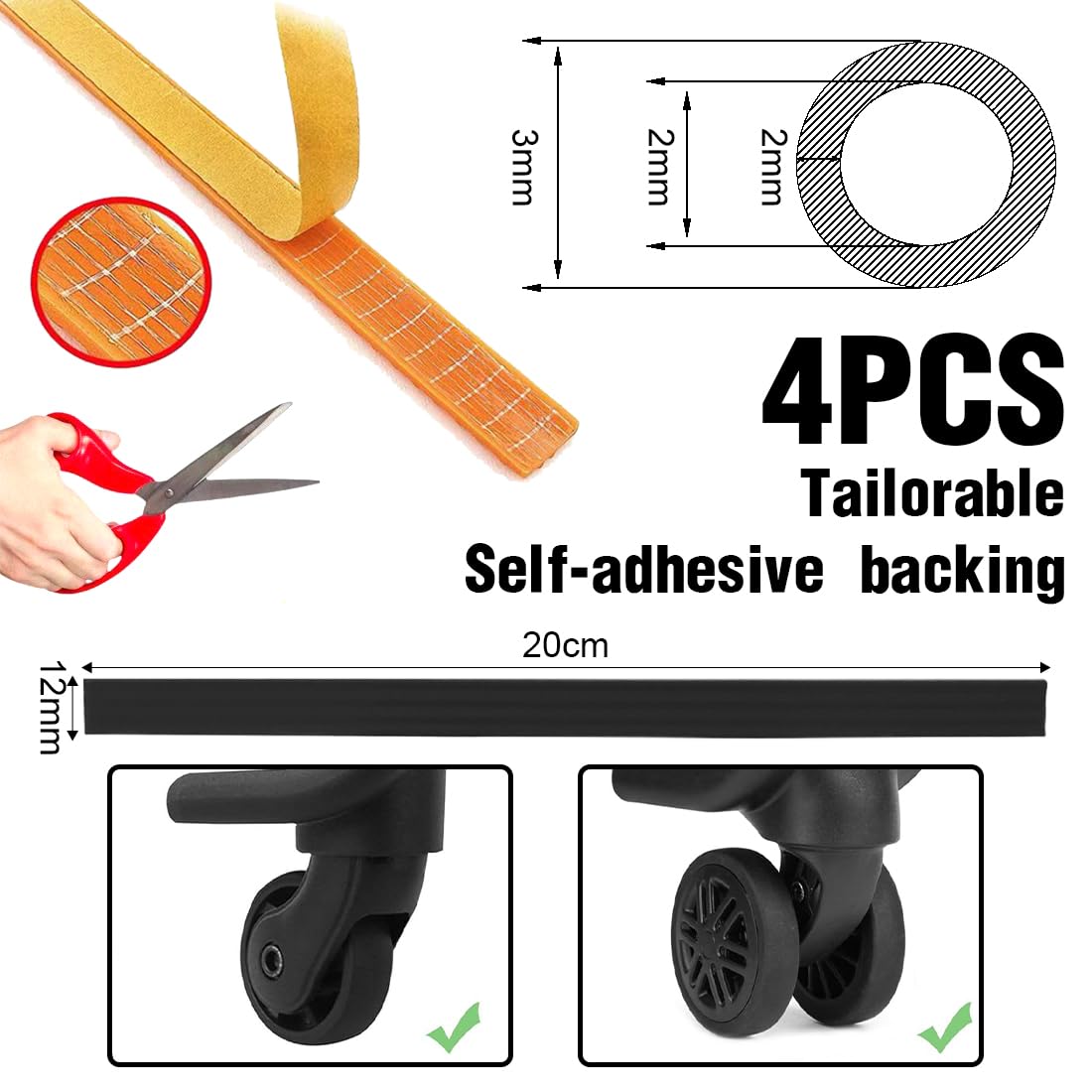 8 Copriruota In Silicone Per Valigie, Antiscivolo E Silenziosi, Adatti A Ruote 3-5 Cm