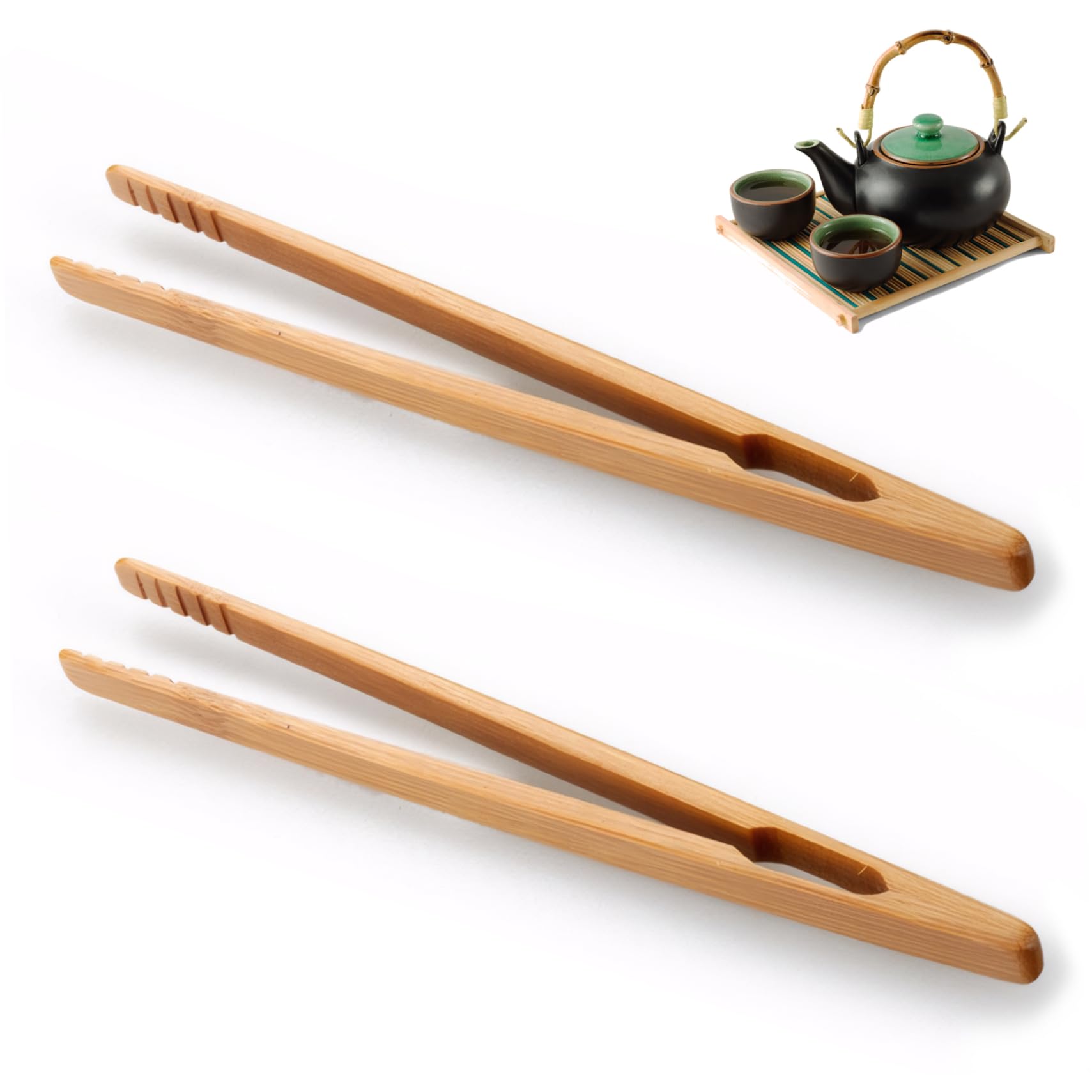 2Pcs Wooden Toaster Tongs, 7 Inch Natural Bamboo Toaster Tongs, Eco-Friendly Practical Multifunctional Bread for Teacup, Toast, Bacon, Muffins, Bread