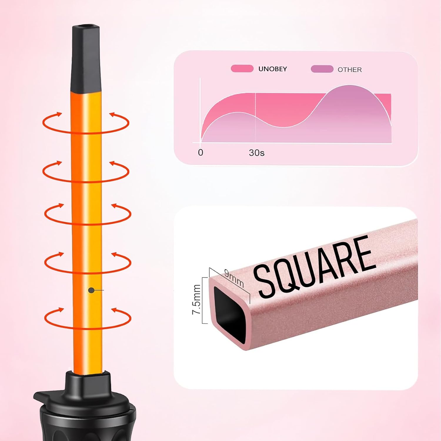 UNOBEY Thin Curling Iron 3/8 Inch Small Curling Iron Wand for Tight Curls