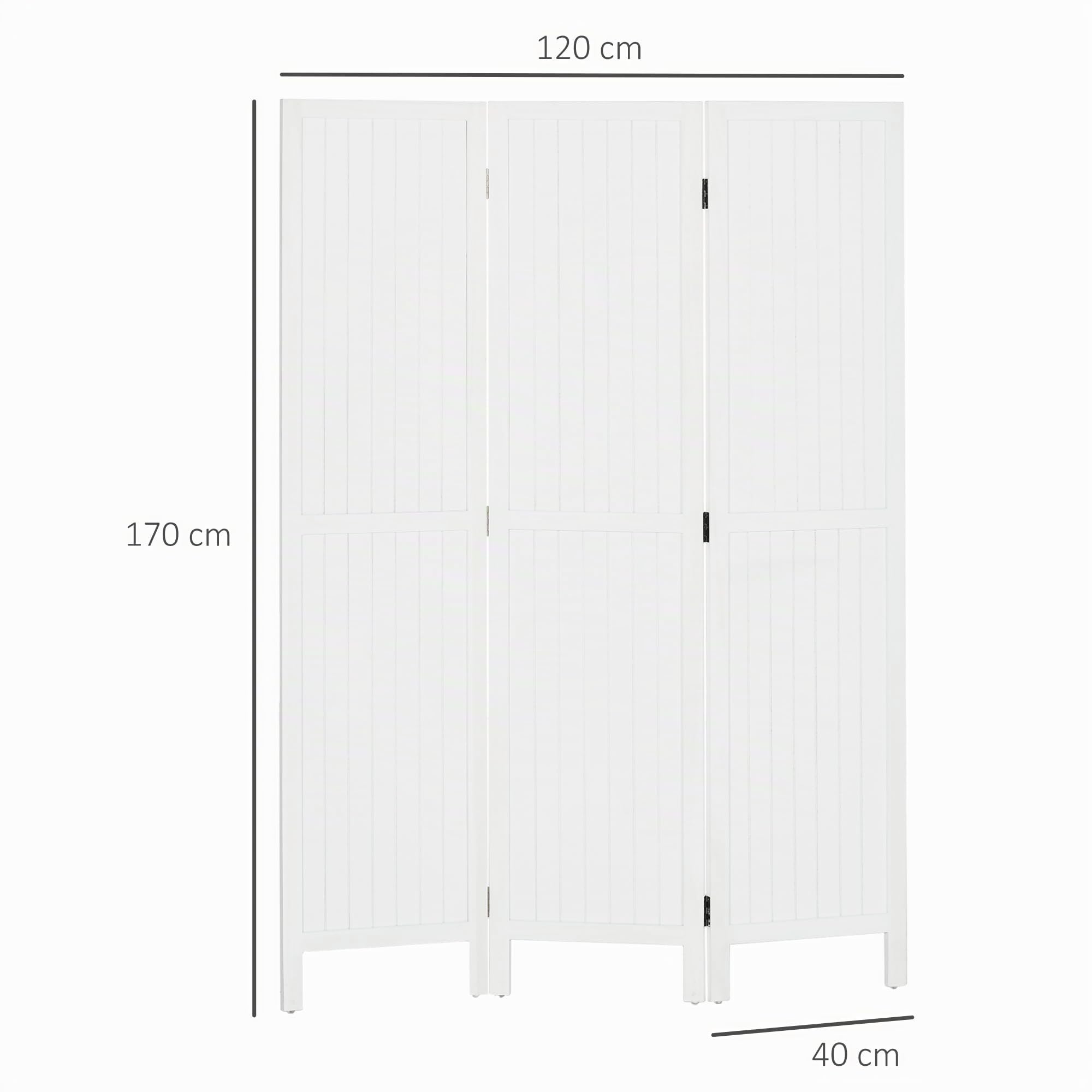 HOMCOM Biombo de 3 Paneles Divisor de Habitación Plegable 120x1,8x170 cm Separador de Ambientes con Pantalla de Privacidad Estilo Rústico para Oficina Dormitorio Salón Blanco