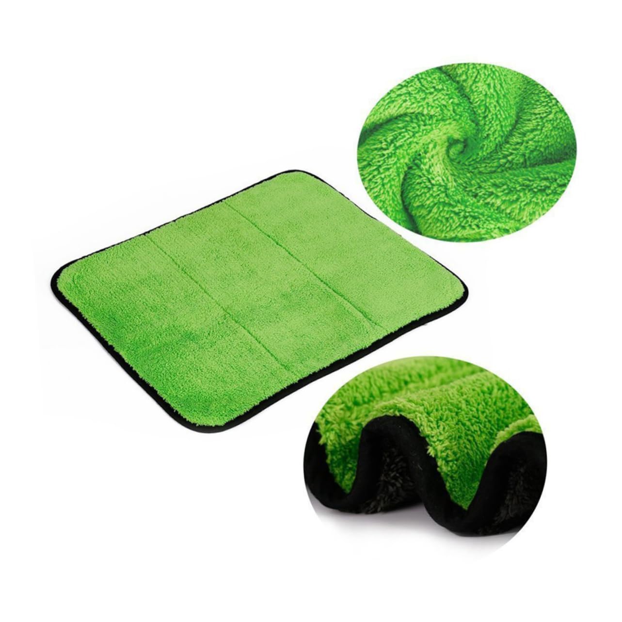 Cabilock 3pezzi Panni in Microfibra per Lucidatura e Asciugatura Auto Doppio Lato Arancione Verde e Giallo Cuciture Robuste per Assorbimento Acqua Rapido senza Pelucchi e Protezione Vernice