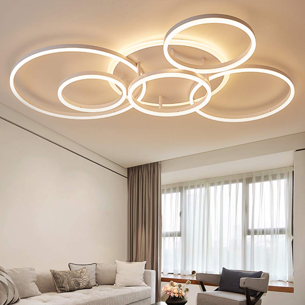 LED Modern Deckenleuchte Wohnzimmer Deckenlampe Creative Runden Deckenlicht Aluminium Acryl Lampenschirm Helligkeit Farbtemperatur einstellbar Esstisch Halle Beleuchtung Innenleuchte,Weiß