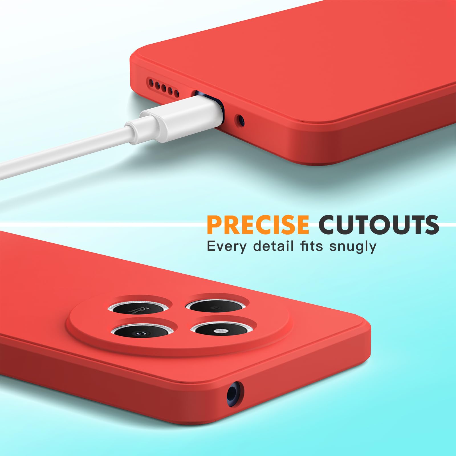 Byvuwiay Cover per Xiaomi Redmi 14C/Xiaomi Poco C75 con 2 Vetro Temperato Pellicola Protettiva, Custodia in TPU Ultra Sottile Antiurto Anti-Scratch Case, Rosso