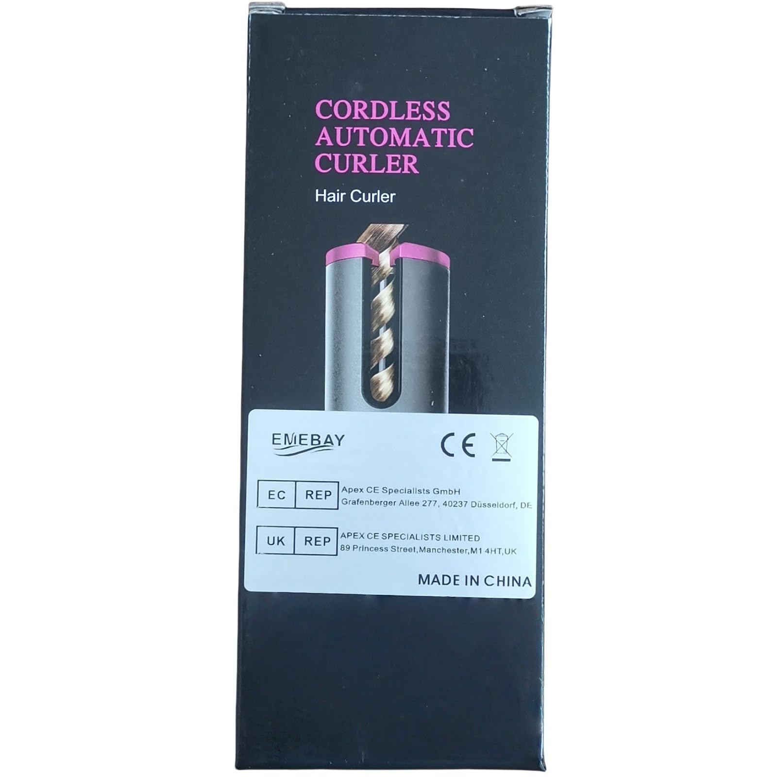 EMEBAY Fer à Friser Automatique Sans Fil, Boucleur à Cheveux Batterie Rechargeable 4000mAh, Bigoudi Anti-Brûlures avec Minuterie, Fer à Boucler Portable 6 Température Cheveux Longs et Courts
