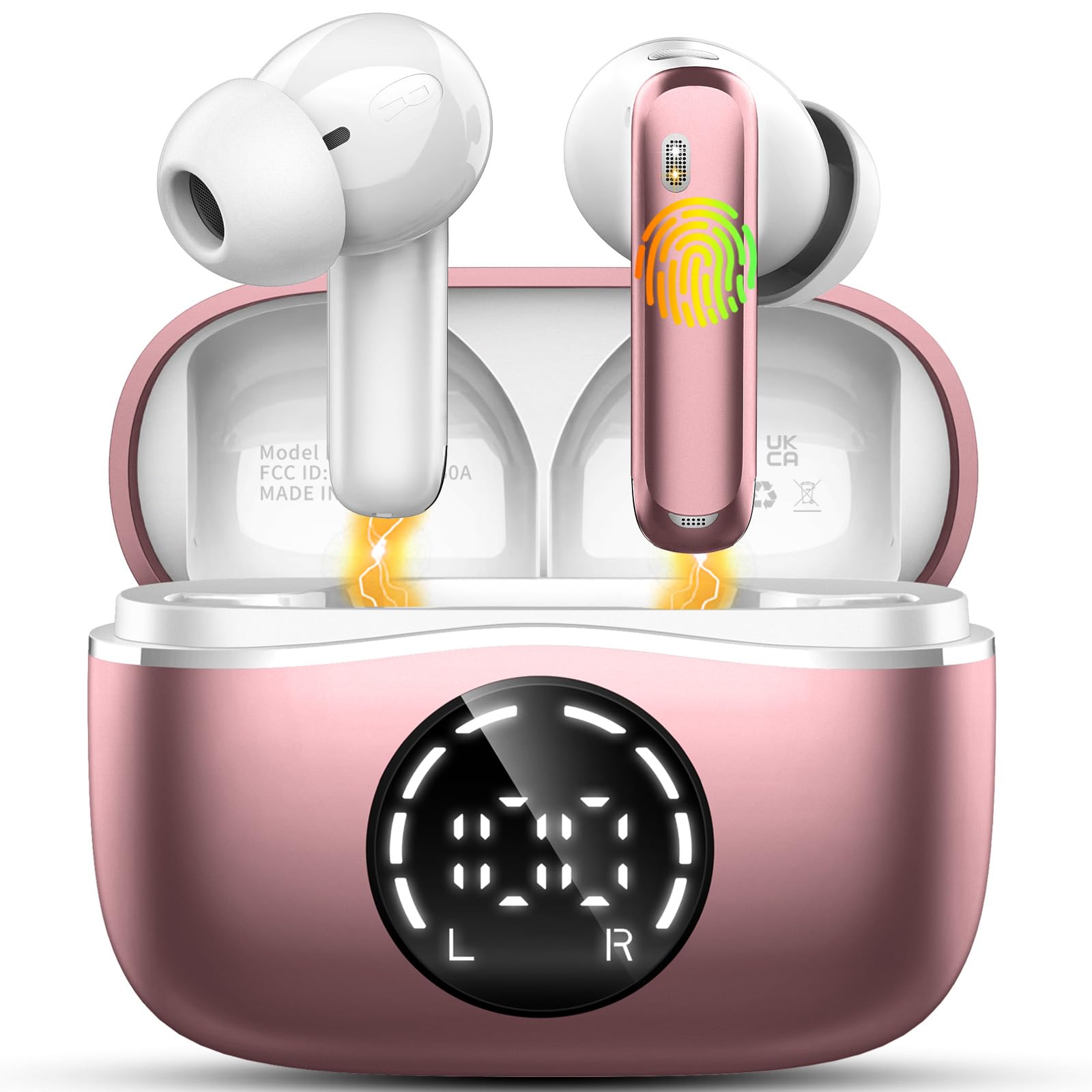 Wireless Earbuds, 2026 Bluetooth 5.4 Headphones, 50H Playtime Ear buds HiFi Stereo with 4 ENC Noise Cancelling Mics, IP7 Waterproof Earbuds with LED Display, Fast Charging, In Ear Earphones Deep Bass — view 11