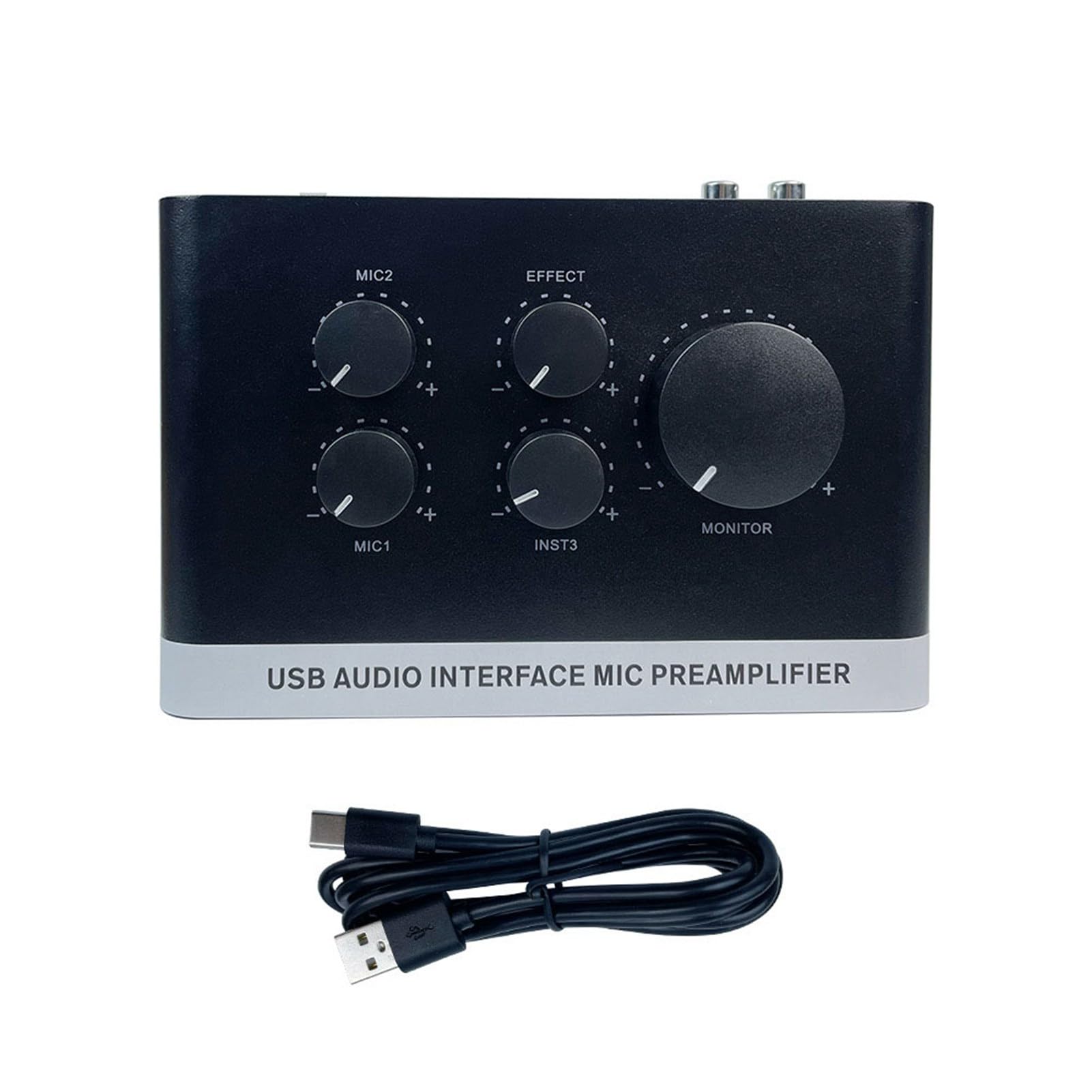 KIMISS Interfaz USB de Potencia de 48V para Podcasting de Grabación de PC y Transmisión de 2 en 2 Out Preamplificador de Mezclador de Sonido Profesional