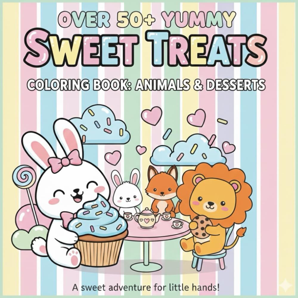SWEET TREATS: COLORING BOOK: ANIMALS & DESSERTS (JIRIRITA's Coloring Books)