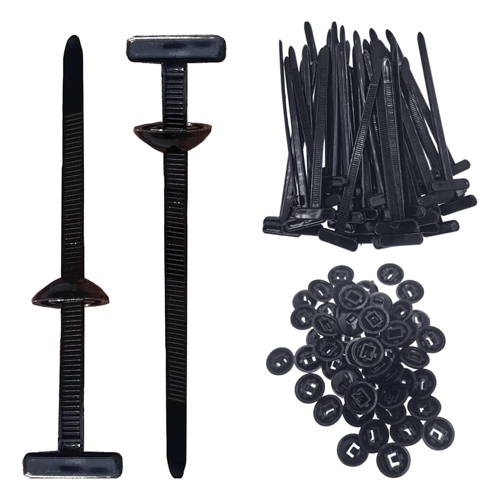 Lot de 50 attaches de câble universelles en nylon – Attaches autobloquantes robustes avec épingle et bouton, attaches de câble en plastique, fermetures éclair résistantes aux UV pour fixation