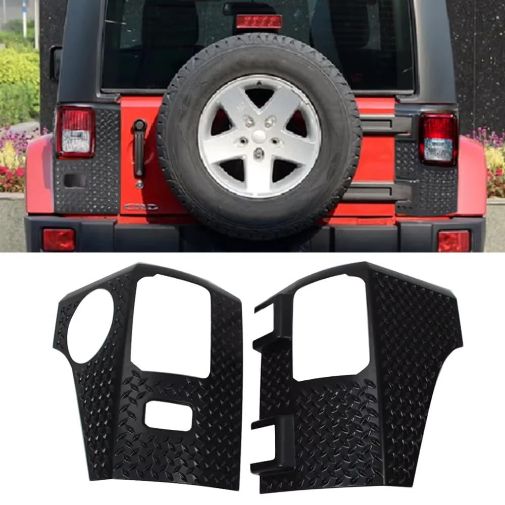 Lantsun Tail Light Guard ABS Rear Light Protector Cover for 2007-2018 J eep Wrangler JK & Unlimited Sports Rubincon Sahara, Black 2Pcs