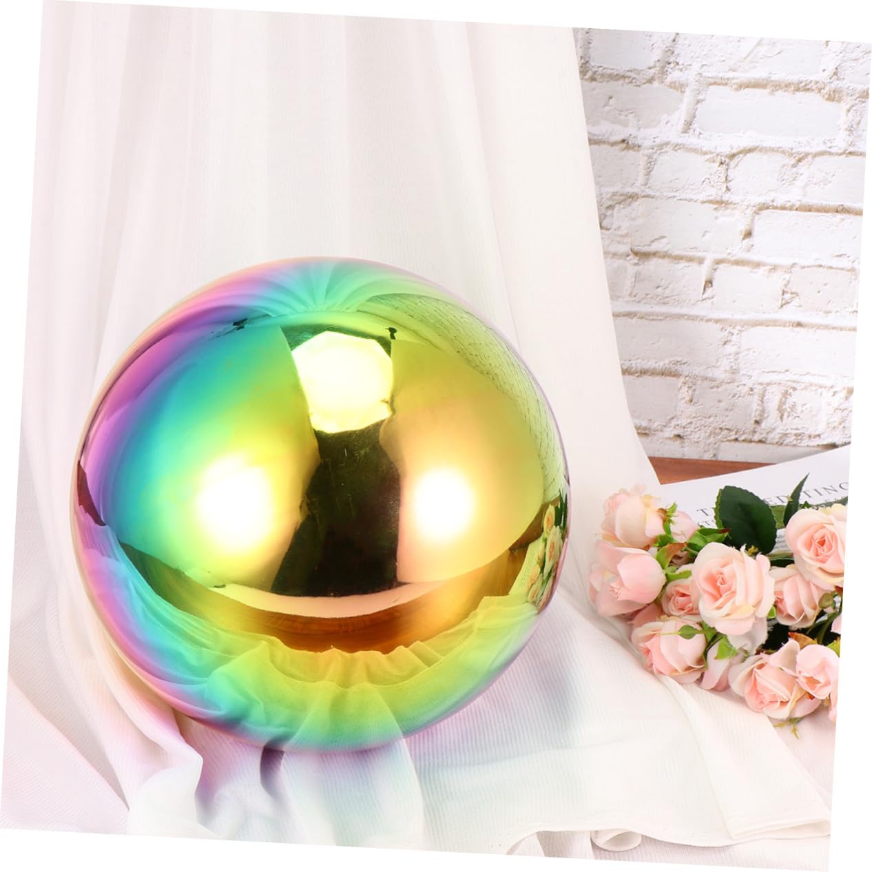 Bille en Acier Inoxydable 200mm, Boule Ronde Miroir Colorée