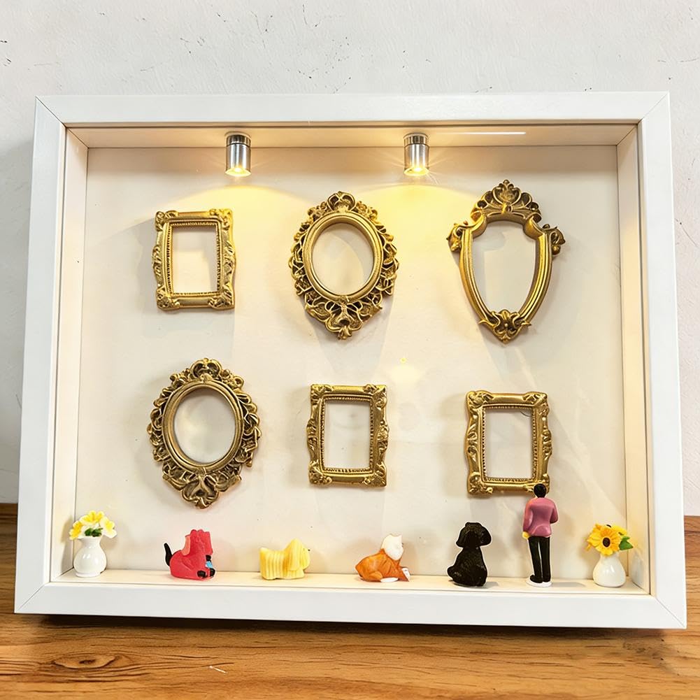 Kit de caja de sombra de silueta DIY con minituras de museo para recuerdos