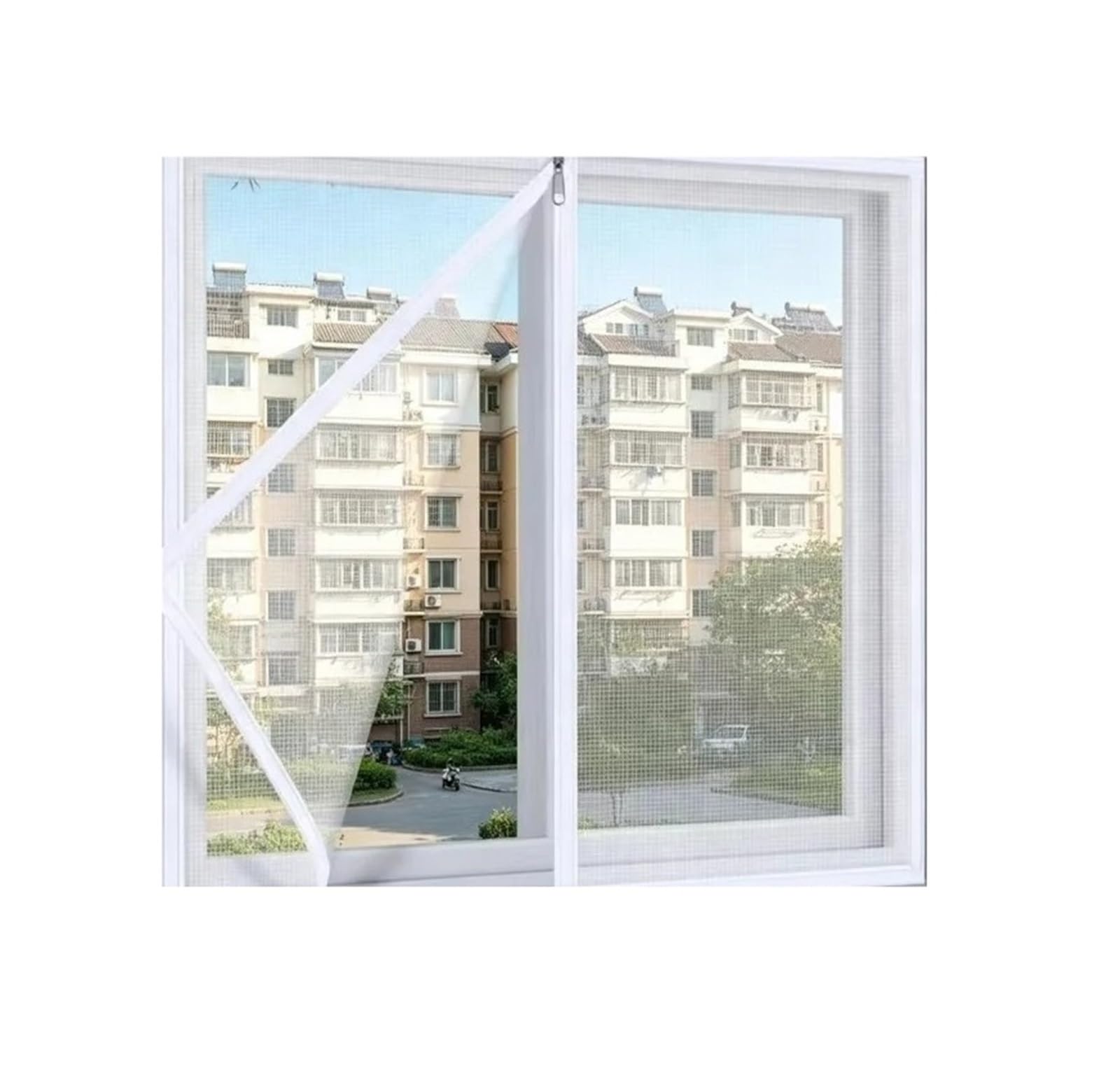 1pc Self-Adhesive Zipper Mosquito Window Screen, Anti Fly Insect Bug Net Removable Home Protection Mesh(White-Width 200cm,Height 135cm)