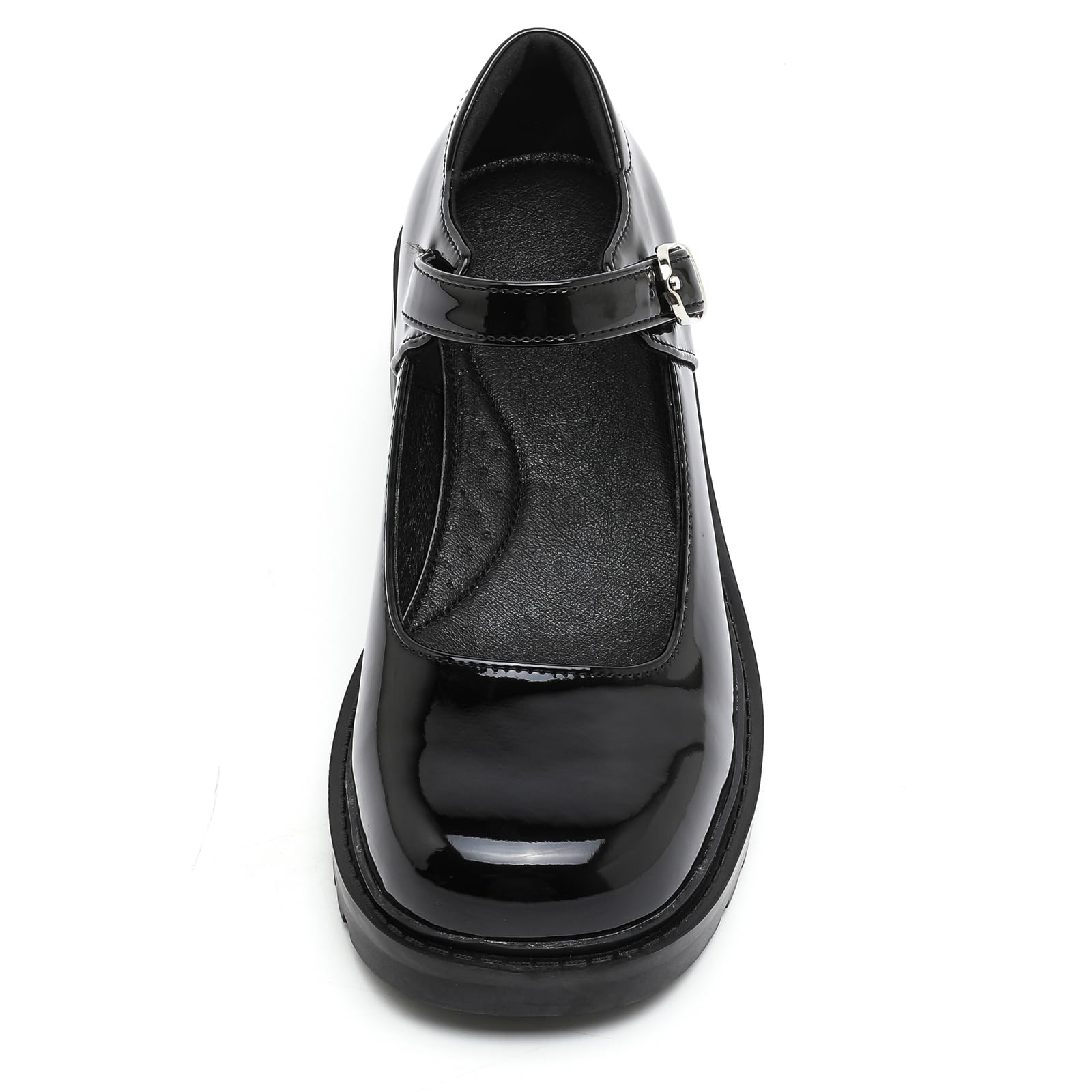 DADAWEN Chaussures Mary Jane Femme Cuir Verni Noir Plateforme Épaisse Talon Lolita École Antidérapantes